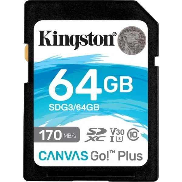 Kingston SDXC Canvas Go Plus 170R C10 UHS-I U3 V30 64Гб Карта пам'яті