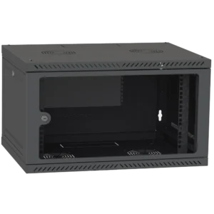 IPCOM 6U 600x600 Шафа телекомунікаційна двері скло (чорна)