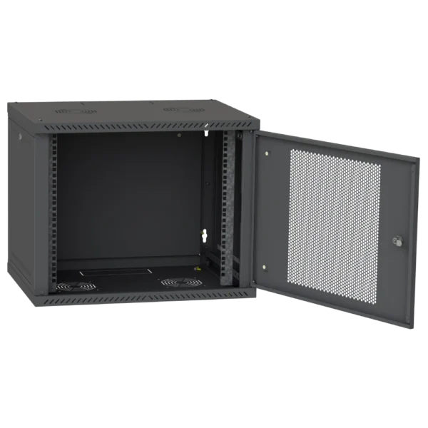 IPCOM 12U 600x450 Шафа телекомунікаційна двері перф(чорна) - Зображення 2