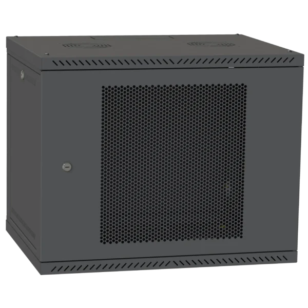 IPCOM 9U 600x600 Шафа телекомунікаційна двері перф (чорна)