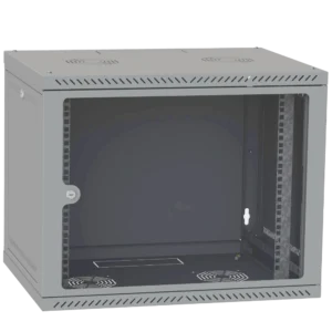 IPCOM 9U 600x600 Шафа телекомунікаційна двері скло (сіра)