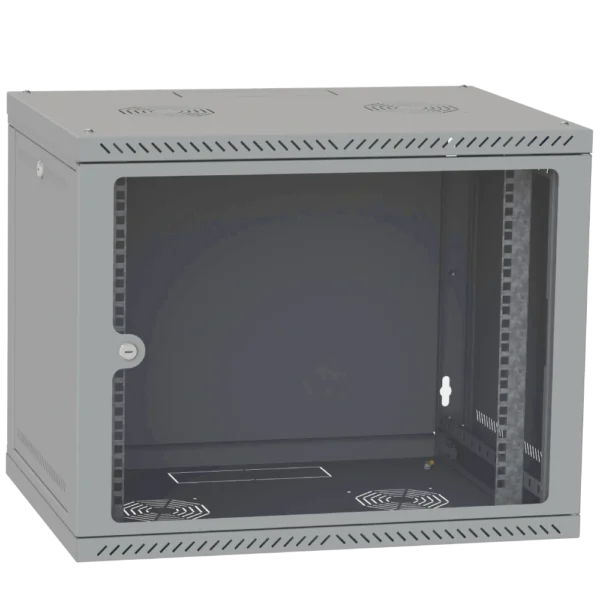 IPCOM 12U 600x600 Шафа телекомунікаційна двері скло (чорна) - Зображення 2