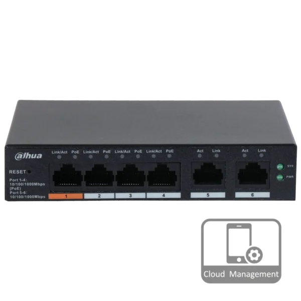 Dahua DH-CS4006-4GT-60 PoE Комутатор 4 порти керований