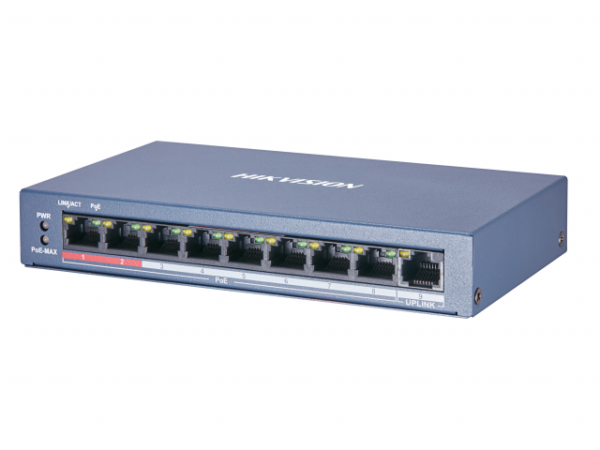 Hikvision DS-3E0109P-E/M(B) POE Комутатор 8 портів некерований