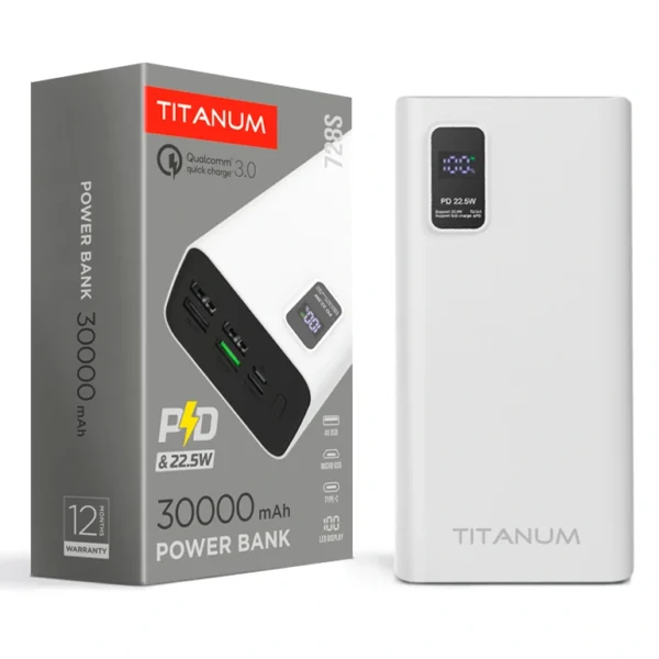 TITANUM 728S 30000mAh 22.5W White Повербанк - Зображення 4