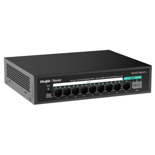 Ruijie Reyee RG-ES110GS-P-L PoE Комутатор 10 портів некерований - Зображення 2
