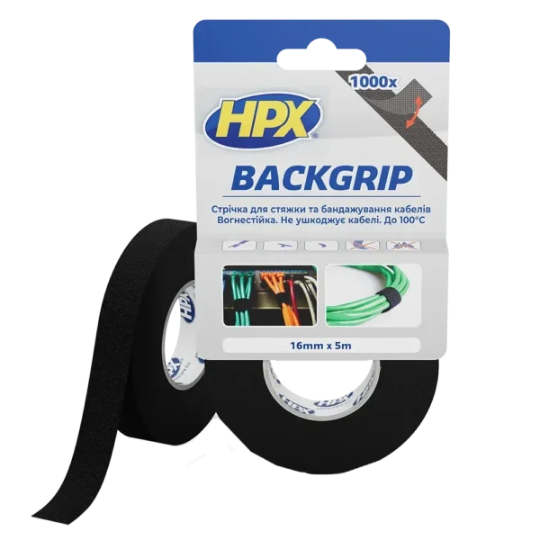 HPX BACKGRIP BG1605 16х1,25мм 5м Стрічка-липучка для бандажу кабелів