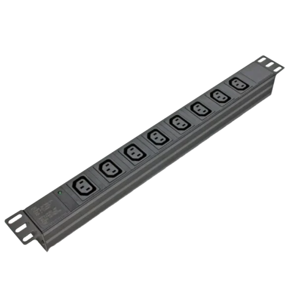 Kingda KD-IEC1008WKPB19A-C14 Блок 19" на 8 роз. С13, 10А, з індикат., без шнура, чорний, 1U, Kingda
