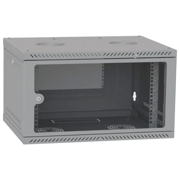 IPCOM 6U 600x600 Шафа телекомунікаційна двері скло (сіра)