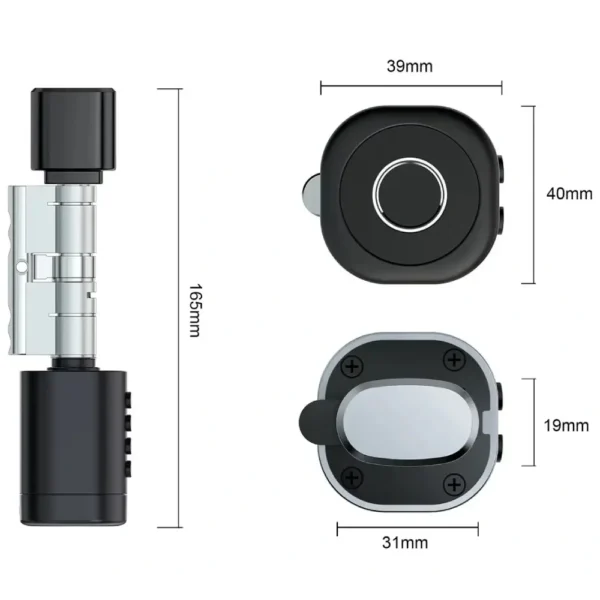 SEVEN LOCK SL-7774BF black (35-90мм) Розумний дверний біометричний замок (циліндр) - Зображення 5