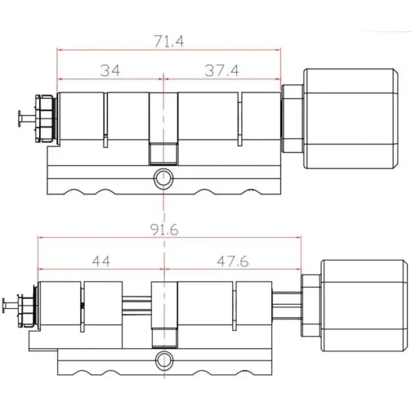 SEVEN LOCK SL-7774BF black (35-90мм) Розумний дверний біометричний замок (циліндр) - Зображення 6