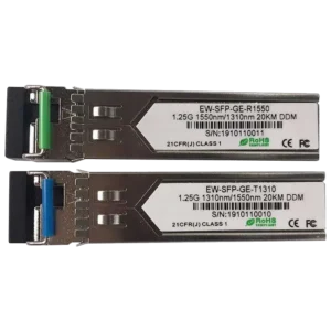 Ewind EW-SFP-GE-T1310 / EW-SFP-GE-R1550 1.25G, Single-mode single Fiber, 20km,  LC connector, Tx1310/Rx1550nm : 1310nm is transmitter，1550nm is receiver Модуль SFP (комплект 2шт)