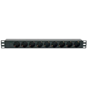 Kingda блок 19" на 9 роз. нім. станд., 10А, з індикат., без шнура, чорний, 1U