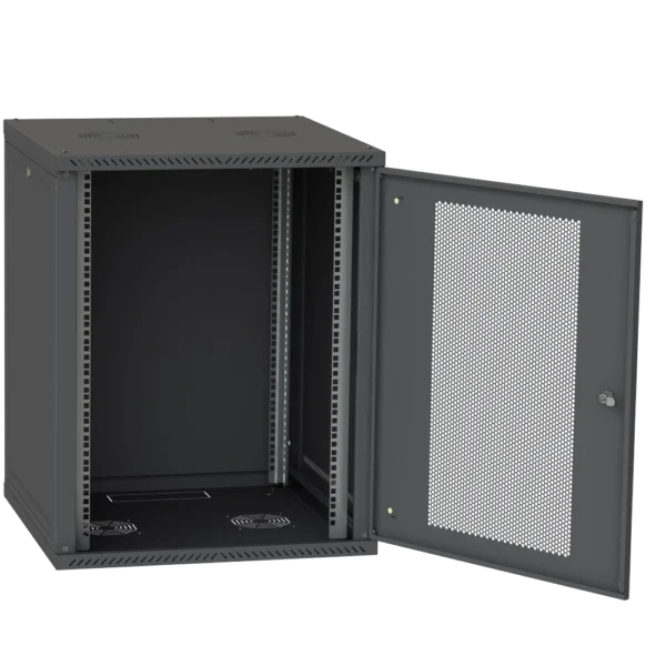 IPCOM 15U 600x600 Шафа телекомунікаційна двері перф(чорна) - Зображення 2