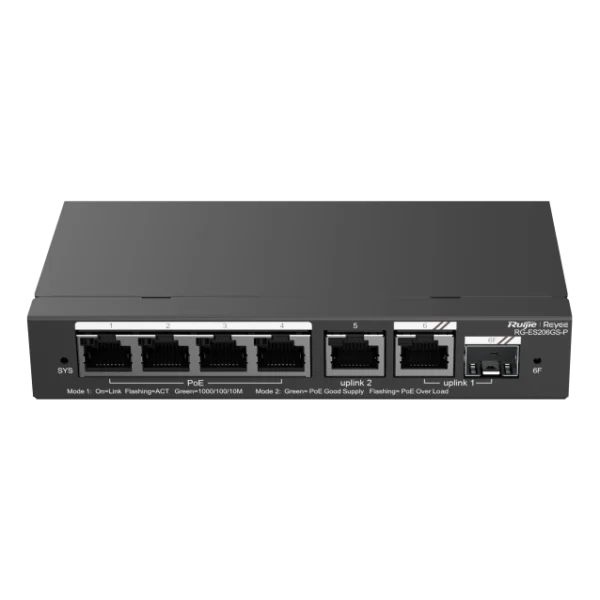 Ruijie RG-ES206GS-P PoE Комутатор 6 портів керований