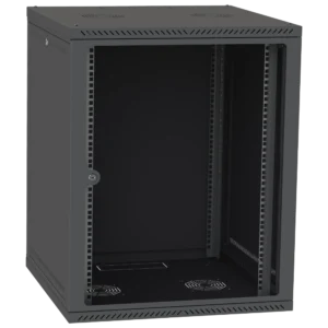 IPCOM 15U 600x600 Шафа телекомунікаційна двері скло (чорна)