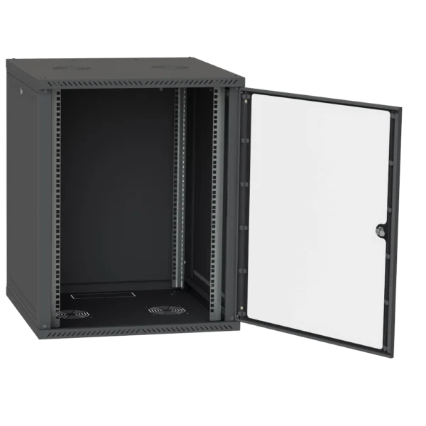 IPCOM 15U 600x600 Шафа телекомунікаційна двері скло (чорна) - Зображення 2