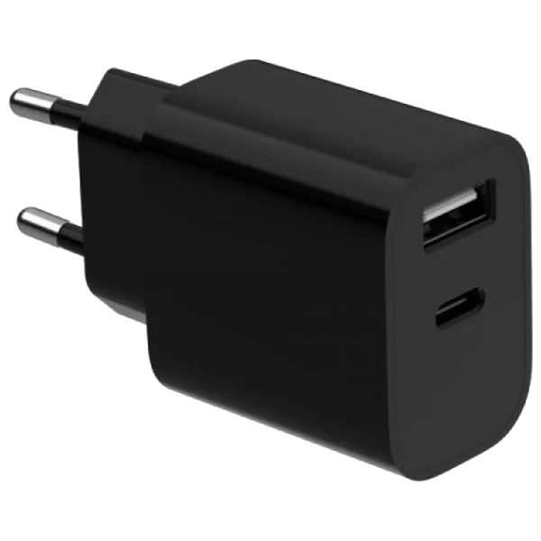 Gembird TA-UC-2AC12-01-BK (USB Type A + USB Type C) Мережевий зарядний пристрій